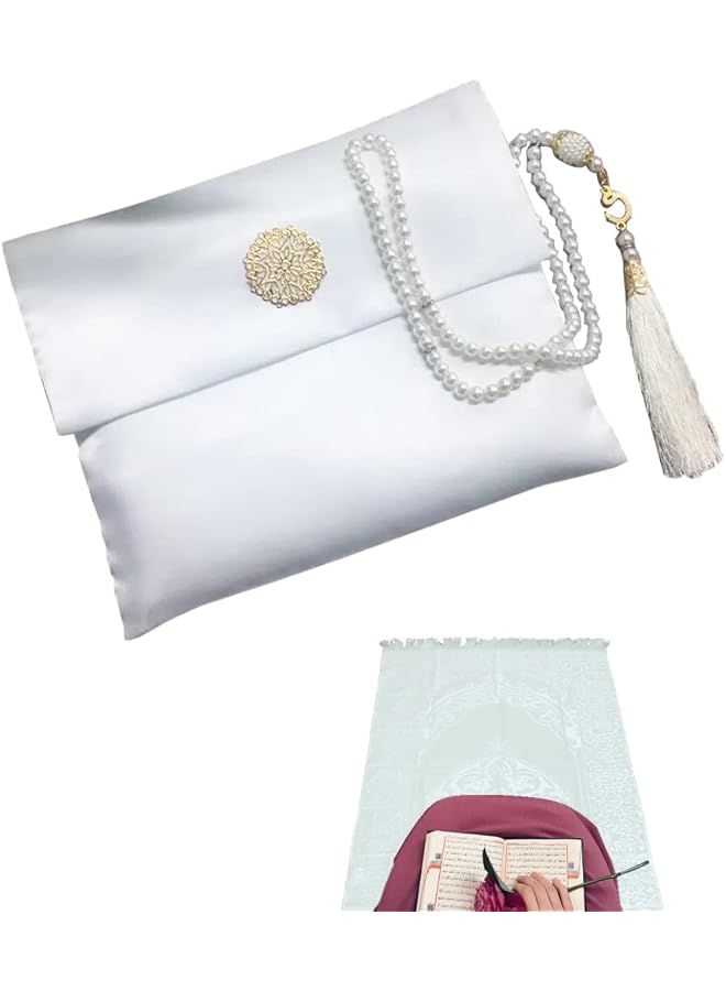 erorex Islamic Prayer Mat Set High Quality Rug And Decorative Rosary With Beautifull Pouch Ideal For Home Traveling At Office At Work For Ramadan Eid Etc Best Gift Idea Prayer Carpet Tasbih And Bag  - Image 1