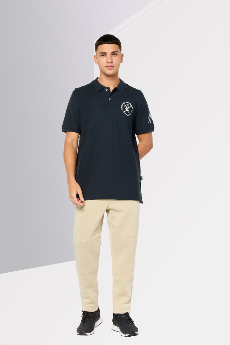 PHILIPP PLEIN Plein Sport Men Sportswear Fit Short Sleeve Outdoor Polo Shirt, Navy - Image 2