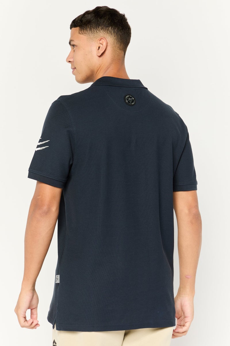 PHILIPP PLEIN Plein Sport Men Sportswear Fit Short Sleeve Outdoor Polo Shirt, Navy - Image 4