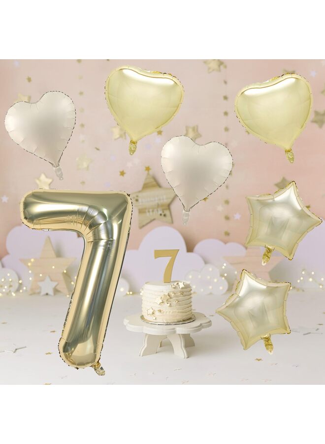 Big Number Balloon Champagne Gold, Foil Balloons with Light Gold Helium 18 Inch Cream Beige Heart Star Balloon, 40'' Self Inflating Two Balloon Number for Birthday Party Decor - Image 5