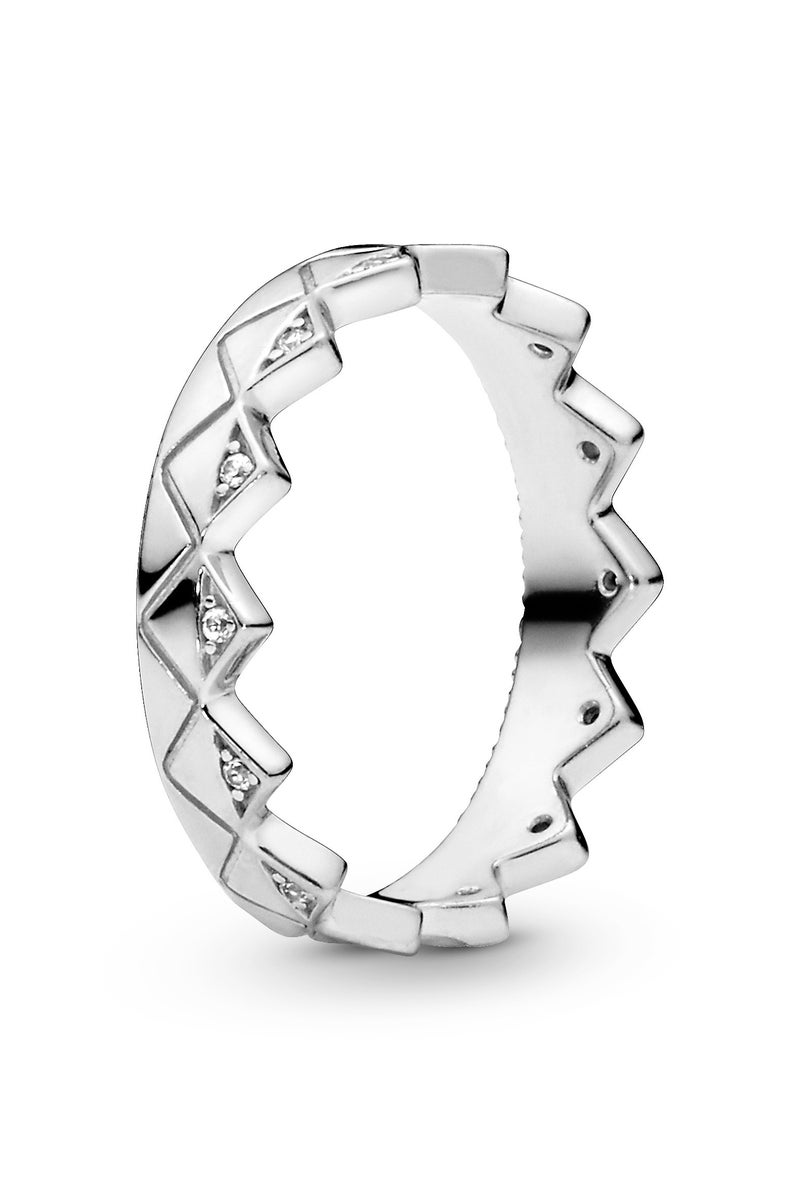 PANDORA Crown Silver Ring with Clear Cubic Zirconia - Image 1