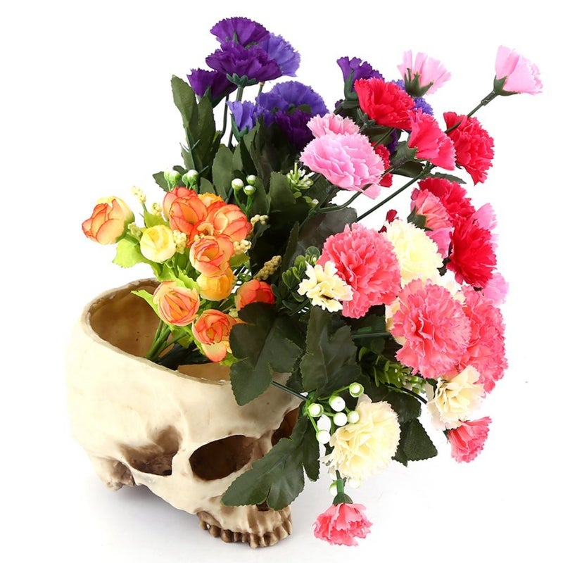 Resin Skull Pot: Large Size High Strength Eco-Friendly Resin - Wear & Corrosion Resistant Flower Planter Container for Halloween Parties, Bar Nightclub Decor & Home Planting - Image 3