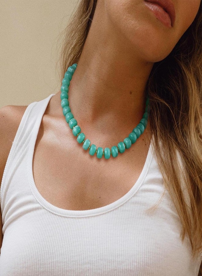 HolidayQbee Beaded necklace for Women Boho Bead Gemstone Chunky Necklace Big Bead Necklace Fashion Trendy Summer Necklaces Jewelry Gifts, 17.3 inches (adjustable), Resin, No Gemstone - Image 5
