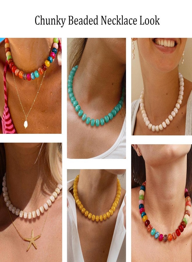 HolidayQbee Beaded necklace for Women Boho Bead Gemstone Chunky Necklace Big Bead Necklace Fashion Trendy Summer Necklaces Jewelry Gifts, 17.3 inches (adjustable), Resin, No Gemstone - Image 3