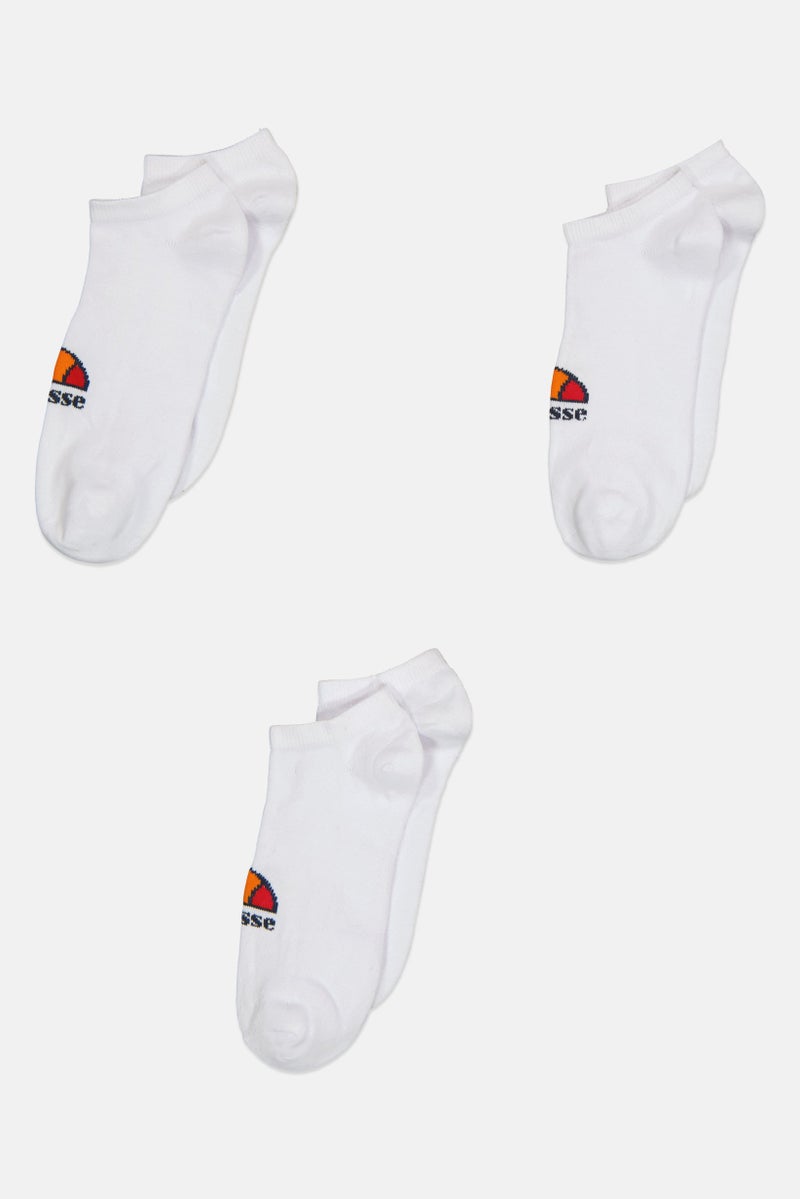 Ellesse Men 3 Pairs Textured Trainer Ankle Socks, White - Image 2