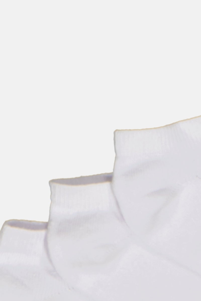 Ellesse Men 3 Pairs Textured Trainer Ankle Socks, White - Image 3