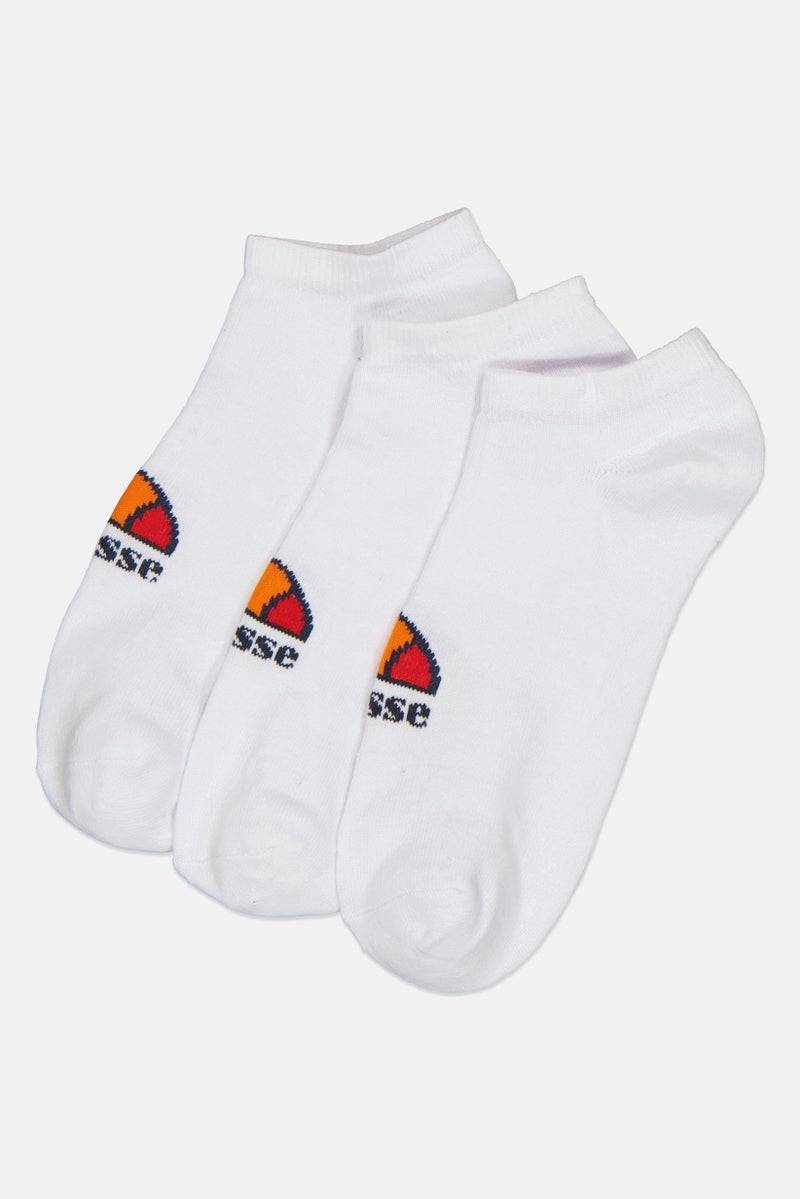 Ellesse Men 3 Pairs Textured Trainer Ankle Socks, White - Image 1
