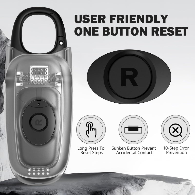 U-Trak 3D Step Counter Clip On with Removable Clip and Spring Carabiner Simple 3D Pedometer for Walking, Accurate Step Tracker with Large Display for Men Women Kids Adults Seniors - Image 3