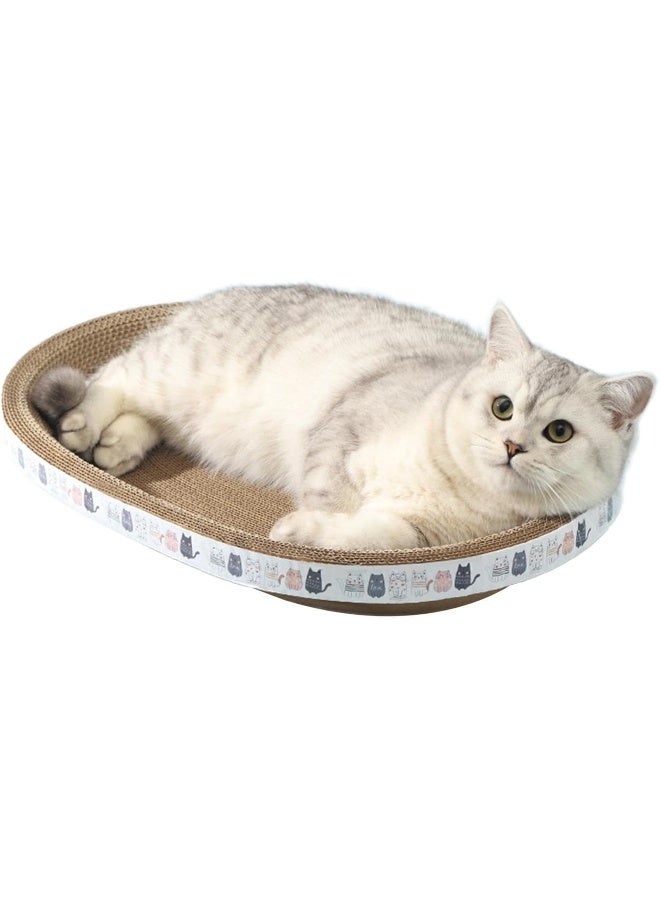 Coodipet Oval Cat Scratcher, Corrugated Cat Scratch Pad, High-Density Scratching Lounge Bed, Scratch-Free Recycle Board Cat Scratcher Bowl Cardboard for Furniture Protection, Cat Training Toy - Image 1