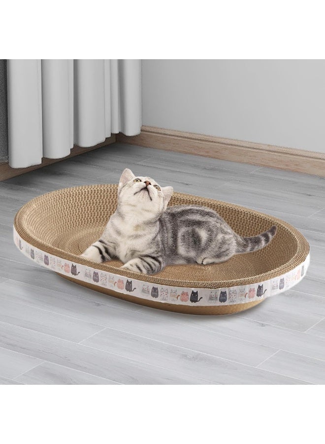 Coodipet Oval Cat Scratcher, Corrugated Cat Scratch Pad, High-Density Scratching Lounge Bed, Scratch-Free Recycle Board Cat Scratcher Bowl Cardboard for Furniture Protection, Cat Training Toy - Image 5