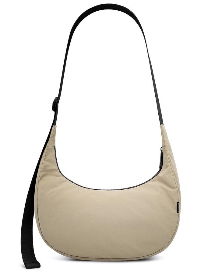 Iioscre Medium Crossbody Crescent Bag for Women Men Trendy, Nylon Crossbody Hobo Bag with Adjustable Strap and Inner Pockets., Dark Khaki, Medium, Hobo - Image 1