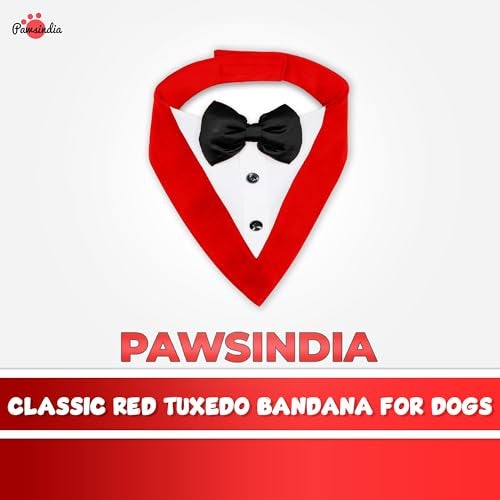 Pawsindia Tuxedo Bandana for Dogs, Crafted from Premium Fabric to Ensuring Proper Air Circulation and Adding a Touch of Trendy Style (Small, Red) - Image 3