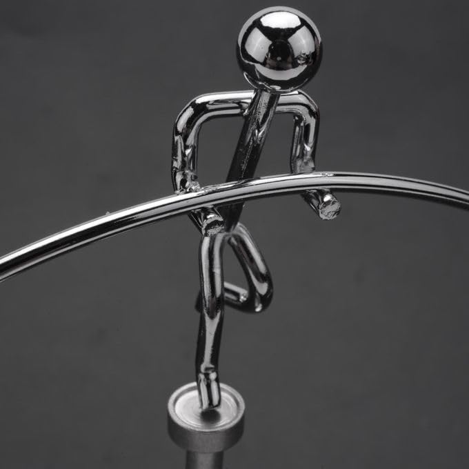 FRYIO Adult Stainless Steel Balancing Toy | Engular Momentum Silver Pole Balancing Man | Stress Relief Motion Toy (Pole Balancing) - Image 5