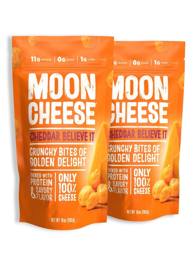Moon Cheese Cheddar Believe It, 10 Ounce, 2-Pack, Crunchy, Protein-Rich Cheese Snack, Keto Friendly, 100% Real Cheese - Image 1