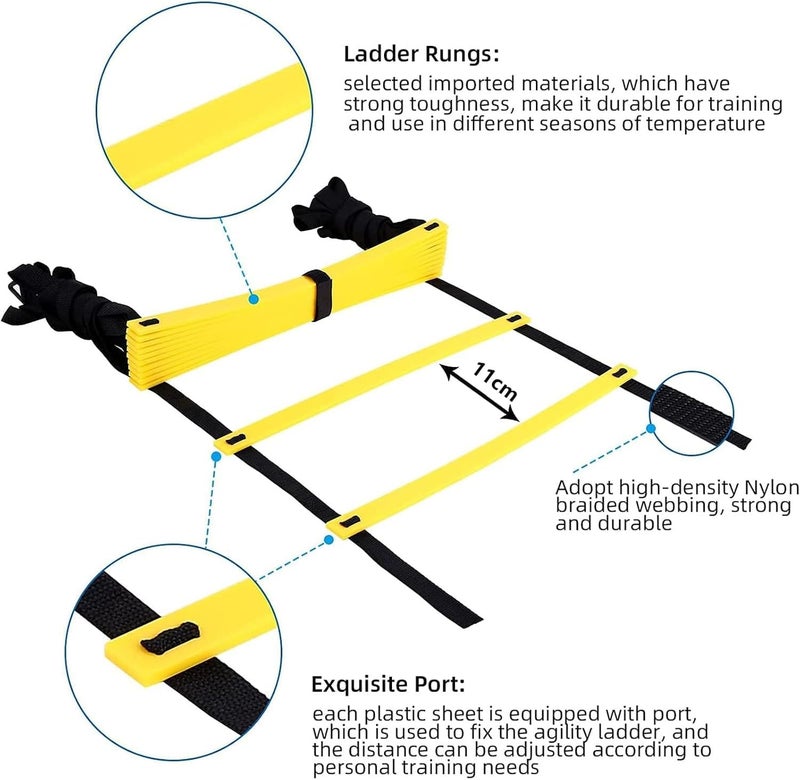joyzzz Agility Ladder, 12 Rung 6m Adjustable Speed Training Equipment with Carrying Bag, Professional Footwork Trainer for Soccer, Football and Basketball Players - Image 2