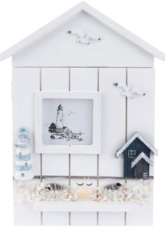 Excefore Wall Hanging Key Box Mediterranean Key Storage Case Decor Rustic Sea Beach Coastal Vintage Wall Mounted Key Management for Entryway Hallway Key Holder Lighthouse Style  - Image 1