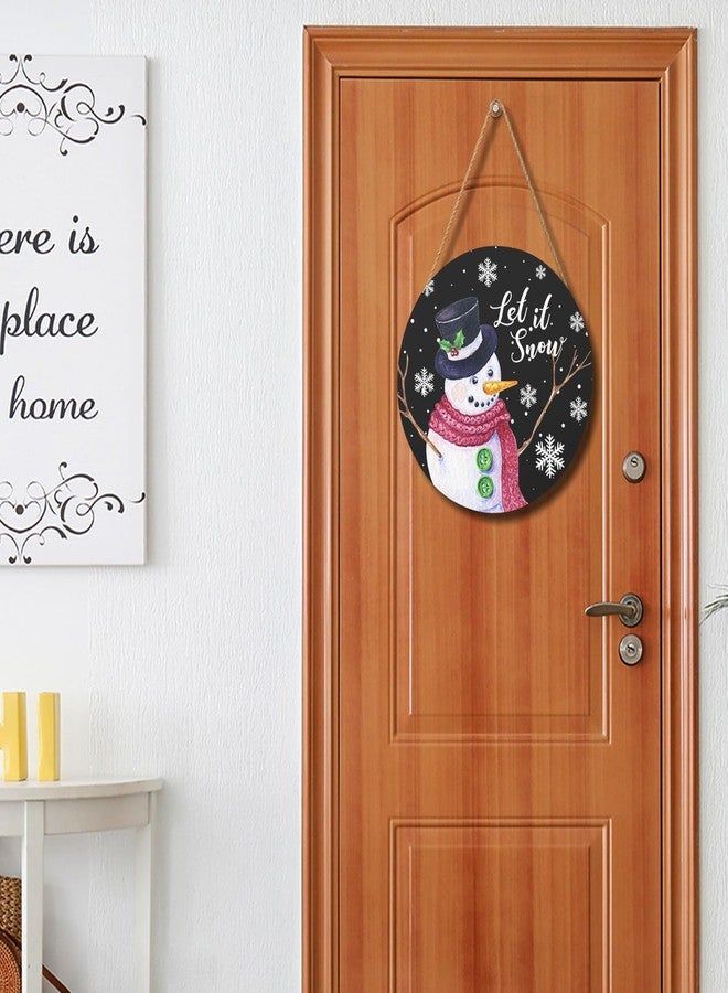 Harooni Winter Snowman Sign for Front Door Christmas Snowflake Wood Door Hanger 12"x12" Holiday Welcome Decorations Rustic Snowflakes Black Winter Wreath Wall Hanging Decoration for Home Wall Porch Yard Garden - Image 5