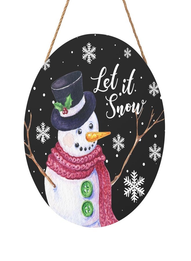 Harooni Winter Snowman Sign for Front Door Christmas Snowflake Wood Door Hanger 12"x12" Holiday Welcome Decorations Rustic Snowflakes Black Winter Wreath Wall Hanging Decoration for Home Wall Porch Yard Garden - Image 1