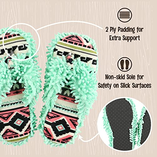 Lazy One Spa Flip-Flop Slippers for Women, Fuzzy House Slippers, Southwest, Light Blue (Small/Medium) - Image 4
