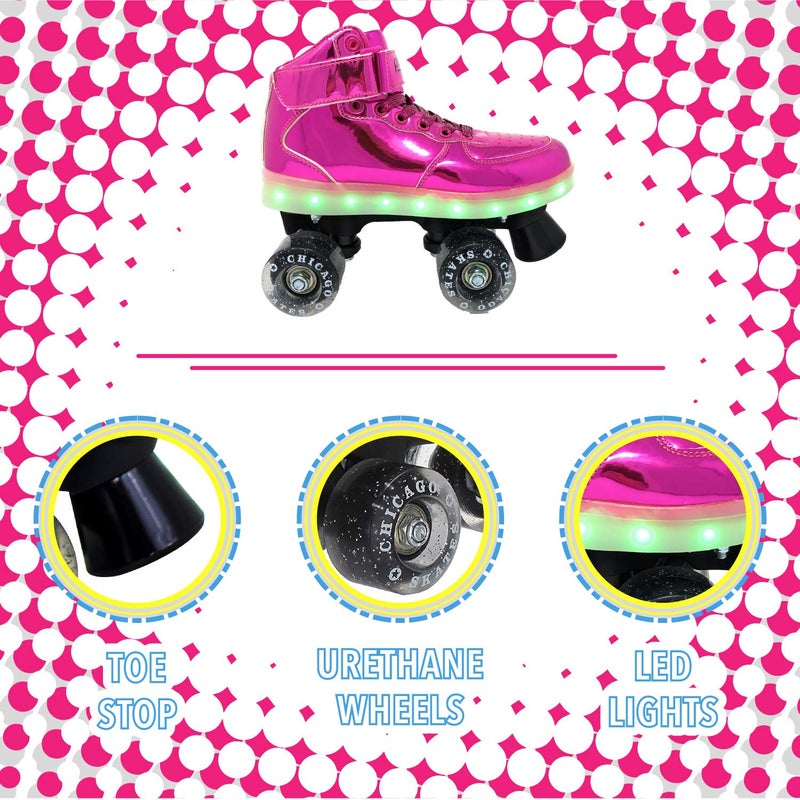 CHICAGO Skates Pulse Light Up Quad Skates, Women's Adult Sizes, Pink, 6 (CRS710-06) - Image 2