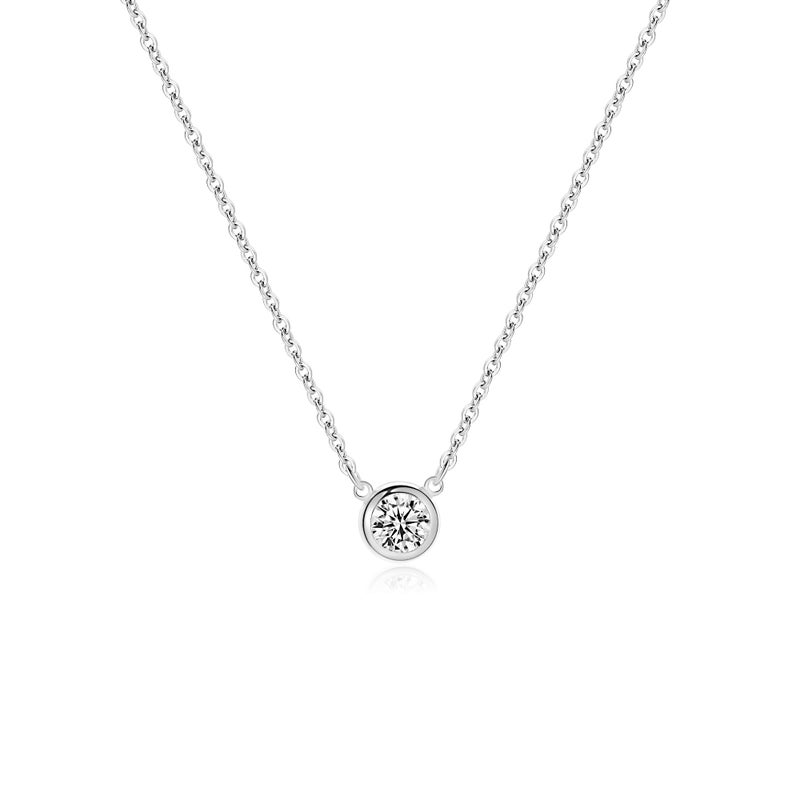 Tewiky Dainty Silver Necklace, Simple Silver Pendant Cute Cubic Zirconia Aesthetic Choker Necklaces Minimalist Jewelry for Womens - Image 1