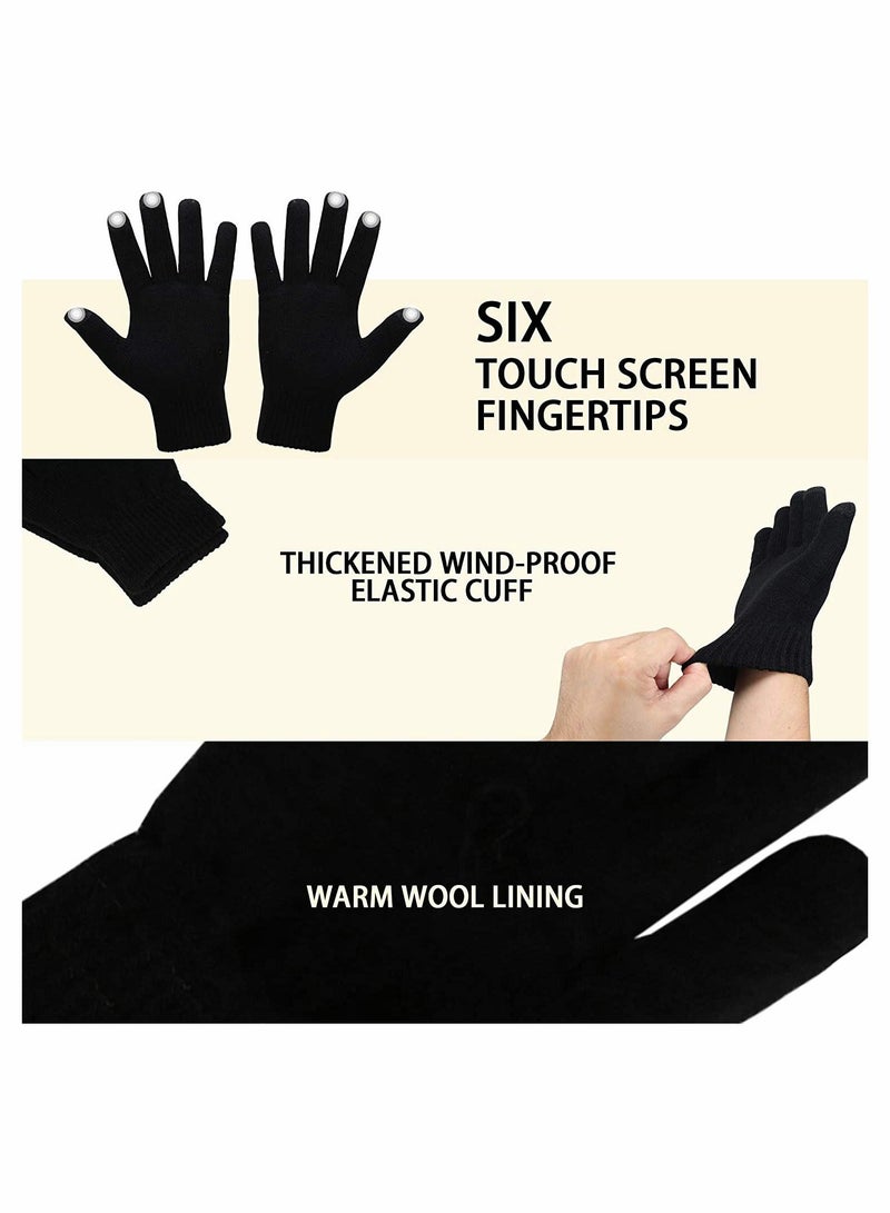 KASTWAVE Beanie Hat Scarf Touchscreen Gloves Set（Black） - Image 4