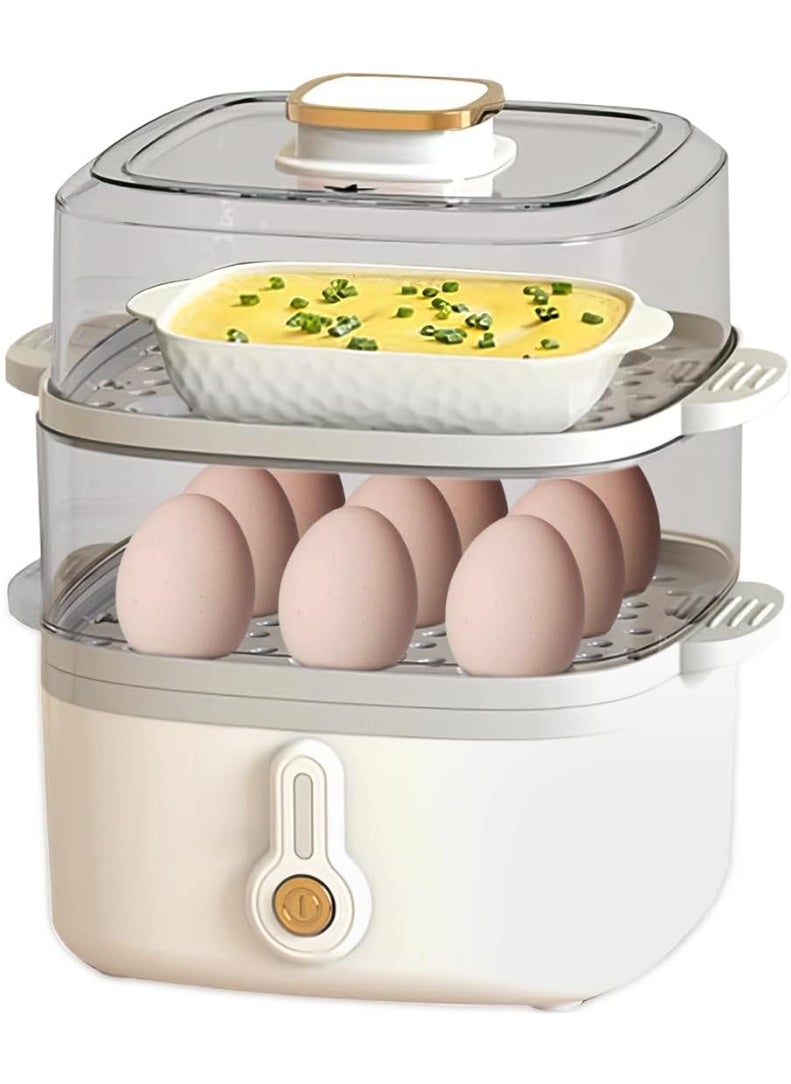 XVersion Electric Food Steamer 2 Tier Steamer Cooker for Egg Boiler,Meat,Fish,Vegetable Steam with Removable Base for Kitchen Breakfast,Baby Food and Fast Healthy Cooking (White-2 Tier)  - Image 1