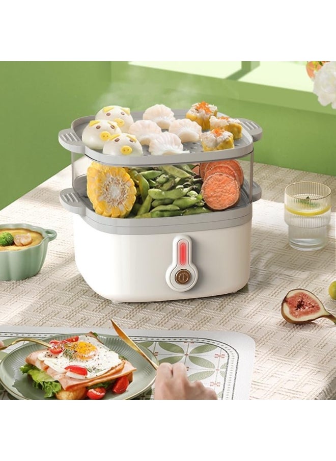 XVersion Electric Food Steamer 2 Tier Steamer Cooker for Egg Boiler,Meat,Fish,Vegetable Steam with Removable Base for Kitchen Breakfast,Baby Food and Fast Healthy Cooking (White-2 Tier)  - Image 3