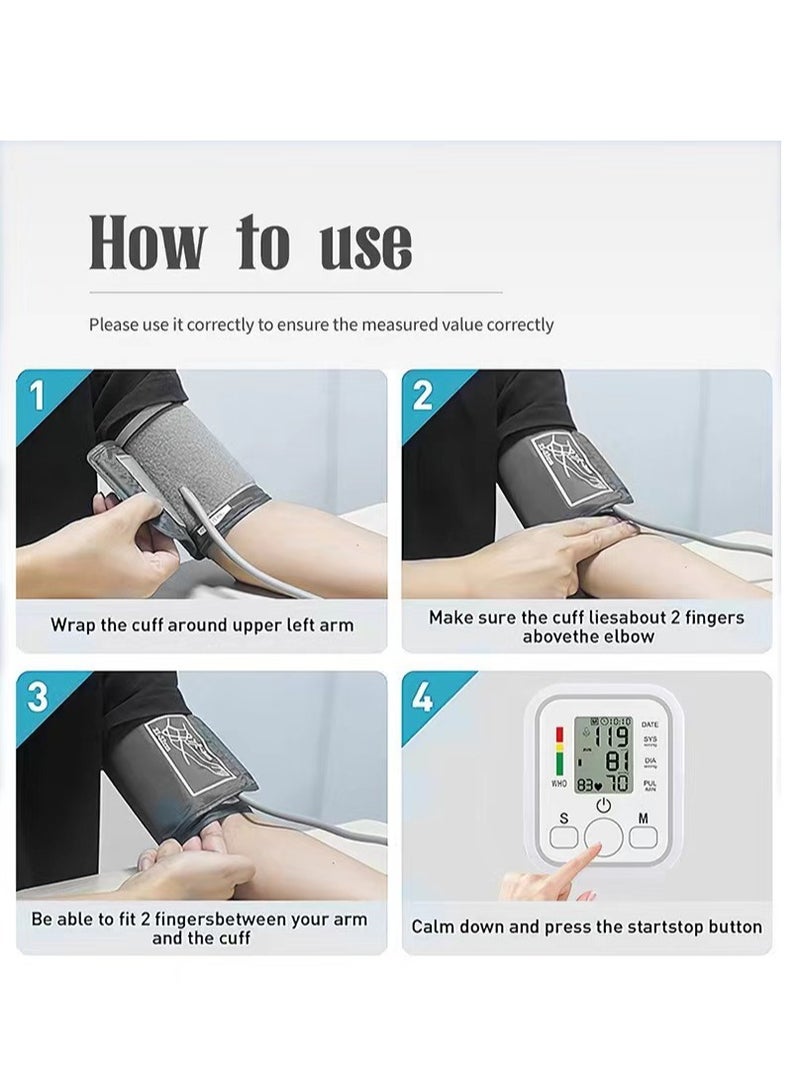 Automatic Upper Arm Health Blood Pressure Monitor Dual Users x99 Readings Health Blood Pressure Machine for Home Use with Voice and LCD Digital Display(Arabic Voice) - Image 4