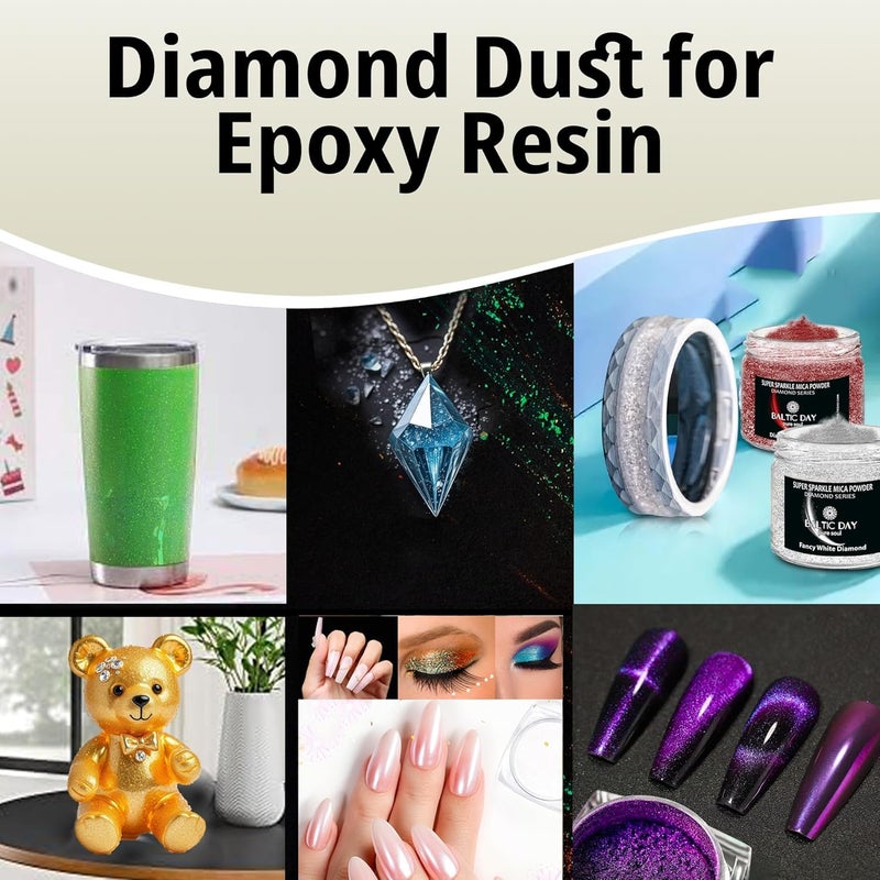 BALTIC DAY Diamond Dust â€“ 6 Color Luxury Glitter Set for Epoxy Resin â€“ Ultra Sparkle Mica Powder for Crafts, Tumblers, Jewelry & Art â€“ Brilliant Crystal Shimmer Pigments - Image 2