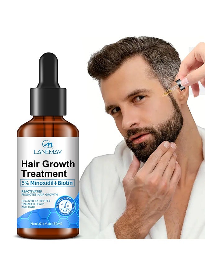 LANEMAY HAIR GROWTH TREATMENT, Minoxidil Hair Growth Serum, Advanced Hair Fall Control Serum with Minoxidil 5%, Biotin, Rosemary & Vitamin E, Anti-Hair Loss & Strengthening - Image 1