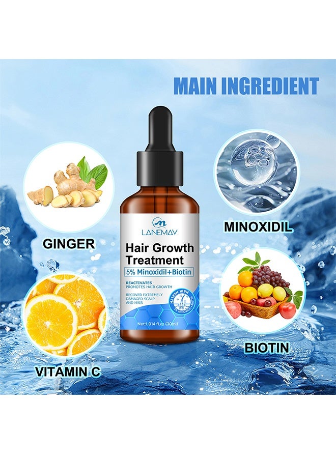 LANEMAY HAIR GROWTH TREATMENT, Minoxidil Hair Growth Serum, Advanced Hair Fall Control Serum with Minoxidil 5%, Biotin, Rosemary & Vitamin E, Anti-Hair Loss & Strengthening - Image 4
