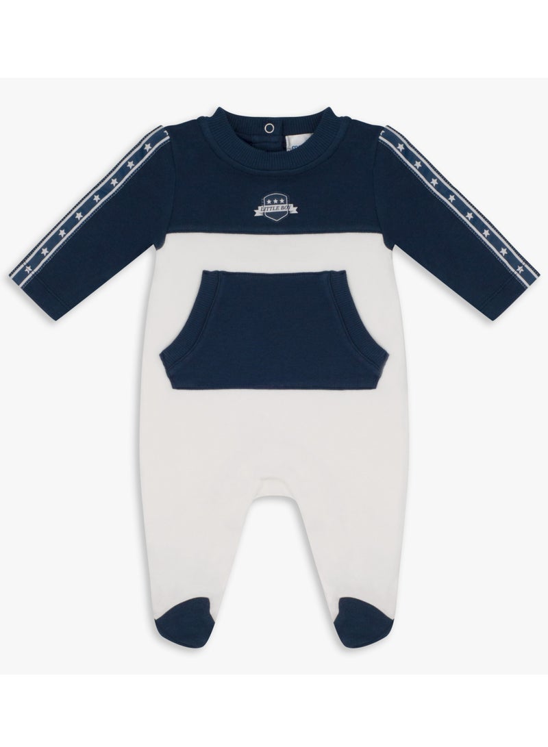 Moon بدلة نوم MOON قطنية 100% مقاس 0-1 شهر، أزرق - أزرق داكن - رياضي - Image 1