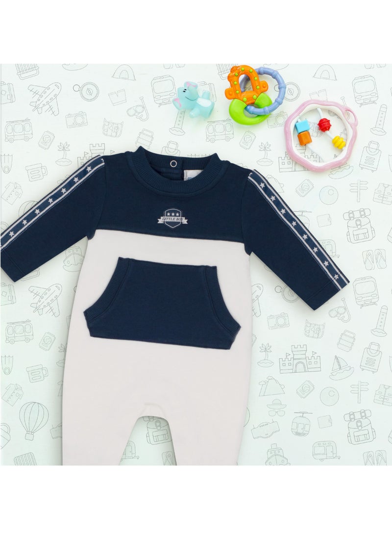 Moon بدلة نوم MOON قطنية 100% مقاس 0-1 شهر، أزرق - أزرق داكن - رياضي - Image 5