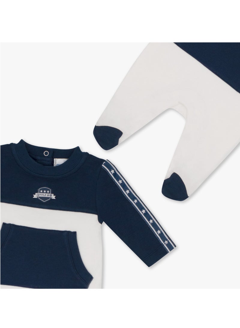 Moon بدلة نوم MOON قطنية 100% مقاس 0-1 شهر، أزرق - أزرق داكن - رياضي - Image 4