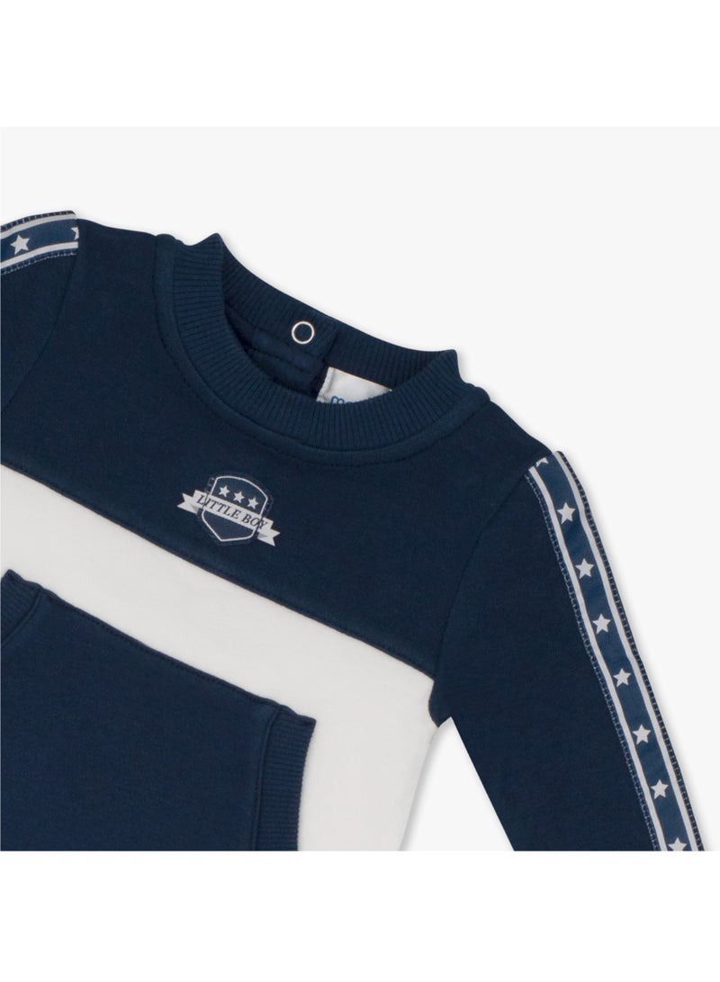 Moon بدلة نوم MOON قطنية 100% مقاس 0-1 شهر، أزرق - أزرق داكن - رياضي - Image 3