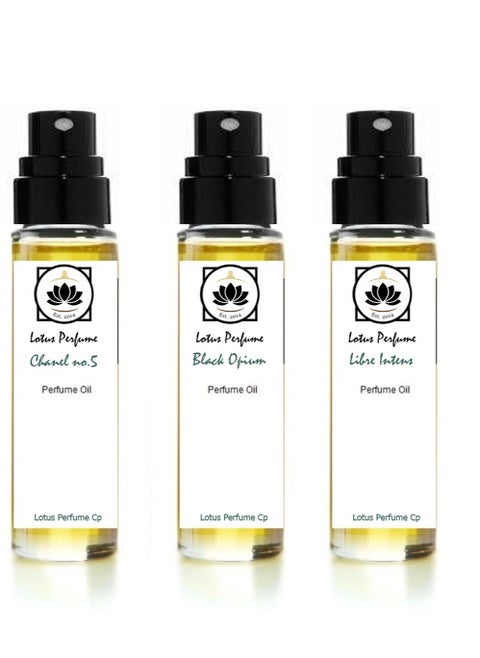 3 Perfume Tester Impression of Chanel 5, Black Opium, Libre Intense -  5 ml - Women Perfume
