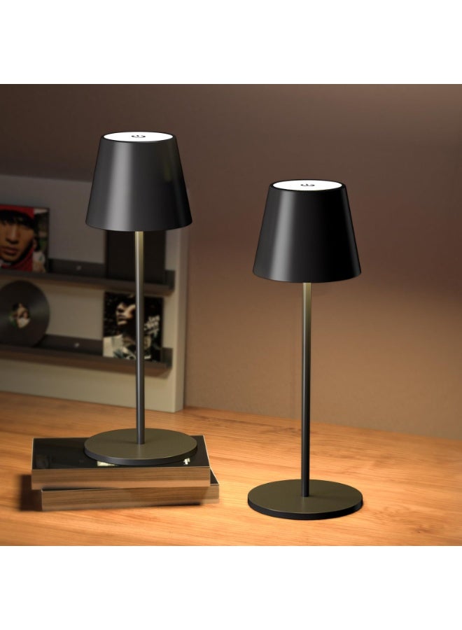 2 PCS Bedside Lamp with USB Port & Touch Control, 3-Way Dimmable Table Lamp for Bedroom, Nightstand, Living Room, Dorm, Office(Black) - Image 1