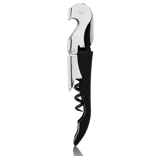 True Truetap Double Hinged Waiter's Corkscrew Wine Opener, Stainless Steel Wine Bottle Opener with Foil Cutter, Home Bar Tools, Bar Cart Accessories, Wedding Gifts, Set of 1, Black - Image 1
