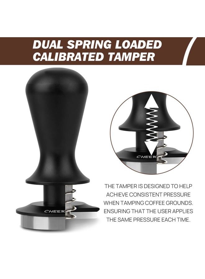 Cheerwe 53mm Espresso Tamper, Spring Calibrated Tamper, Coffe Tamper for 54mm Espresso Machine, 100% Flat Stainless Steel Base Tamper, Barista Tool for Espresso Machine - Image 2