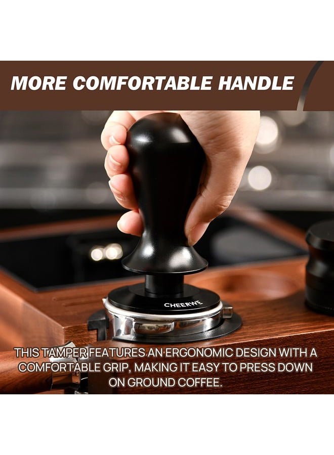 Cheerwe 53mm Espresso Tamper, Spring Calibrated Tamper, Coffe Tamper for 54mm Espresso Machine, 100% Flat Stainless Steel Base Tamper, Barista Tool for Espresso Machine - Image 3