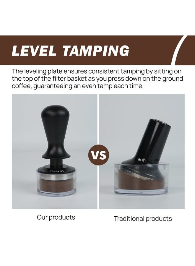 Cheerwe 53mm Espresso Tamper, Spring Calibrated Tamper, Coffe Tamper for 54mm Espresso Machine, 100% Flat Stainless Steel Base Tamper, Barista Tool for Espresso Machine - Image 4