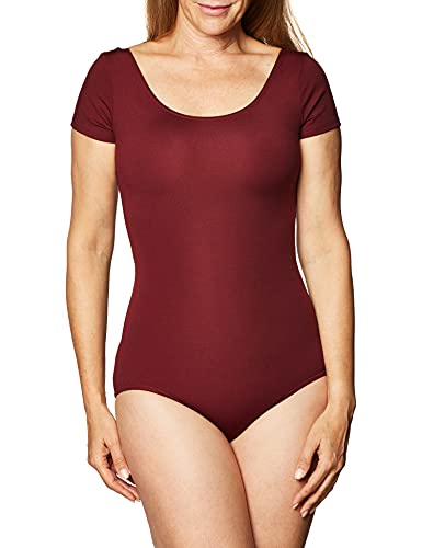 Capezio ليوتارد قصير الأكمام الأساسي للنساء من كابيزيو، مارون، صغير - Image 4