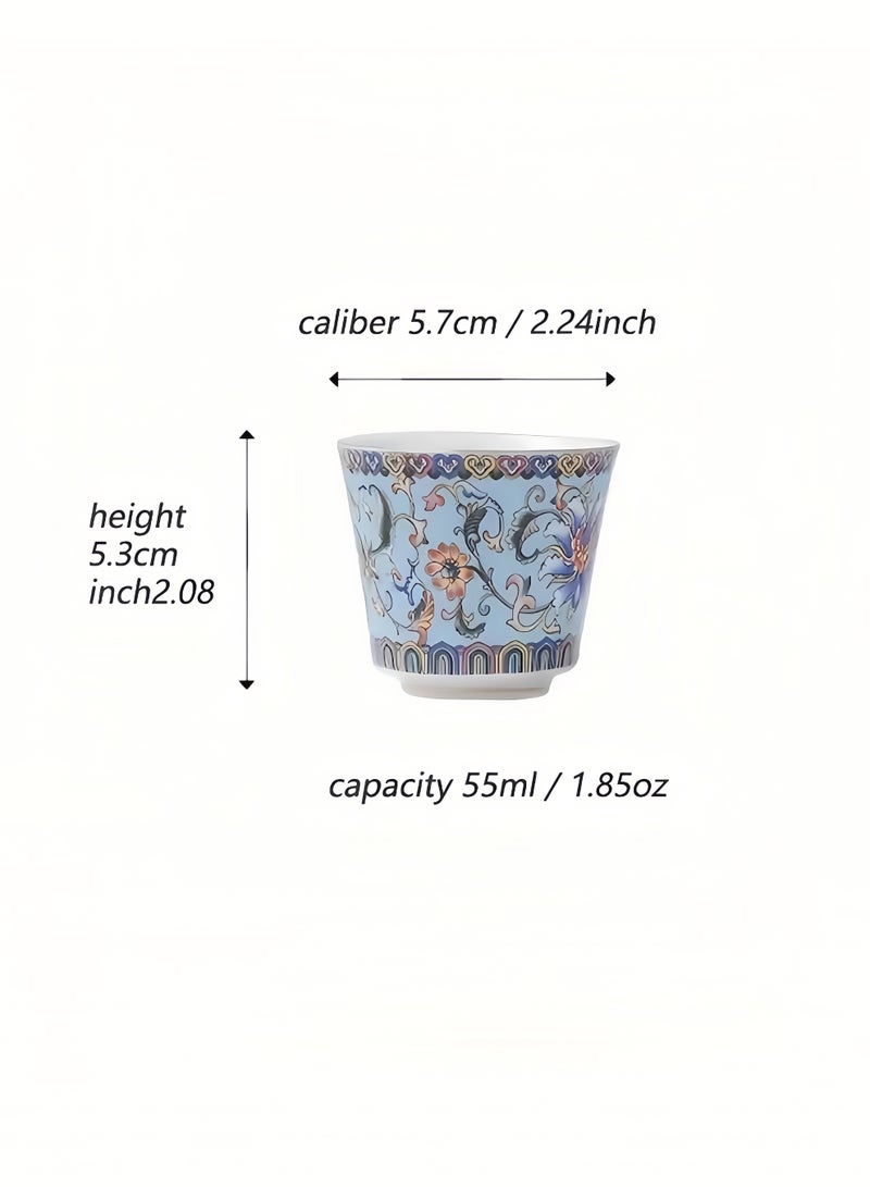 Peachjoy Teacup Enamel Color 6 Cups Gift Box, Classical Style Chinese Tea Cup, Exquisite Holiday Gift  - Image 4