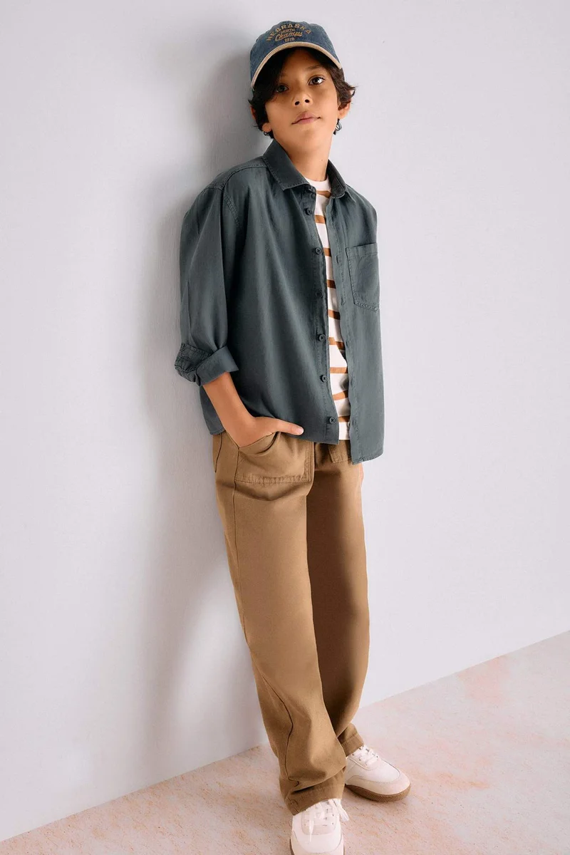 ديفاكتو Loose Fit Gabardine Trousers