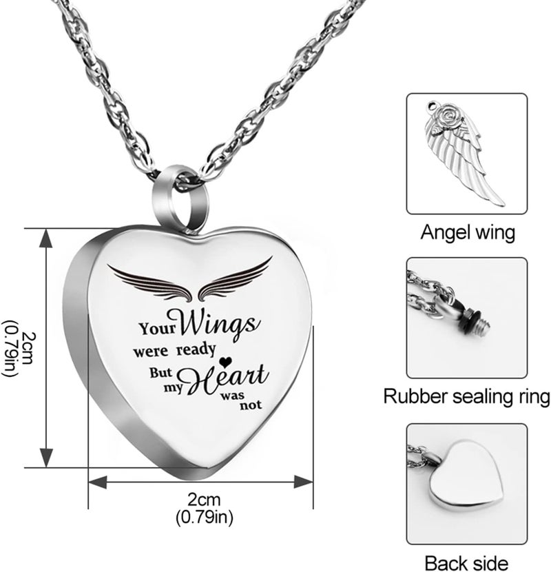 Dletay Heart Urn Necklace for Ashes with 12 Birthstones Cremation Jewelry for Ashes -Your Wings Were Ready My Heart Was Not - Image 5