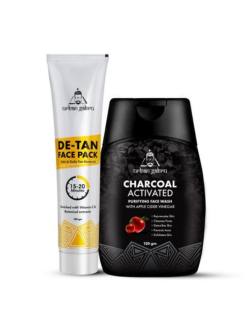 Charcoal Face Wash (120 Gm) And De-Tan Face Pack (100 Gm) - Face Care Combo Kit