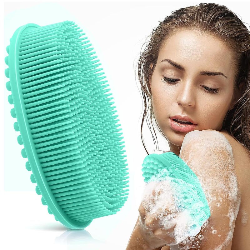 MAYCREATE® Exfoliating Silicone Body Scrubber, Soft Exfoliating Body Bath Shower Scrubber Loofah Brush for Sensitive Kids Women Men All Kinds of Skin, Green - Image 5