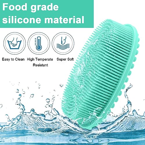 MAYCREATE® Exfoliating Silicone Body Scrubber, Soft Exfoliating Body Bath Shower Scrubber Loofah Brush for Sensitive Kids Women Men All Kinds of Skin, Green - Image 4