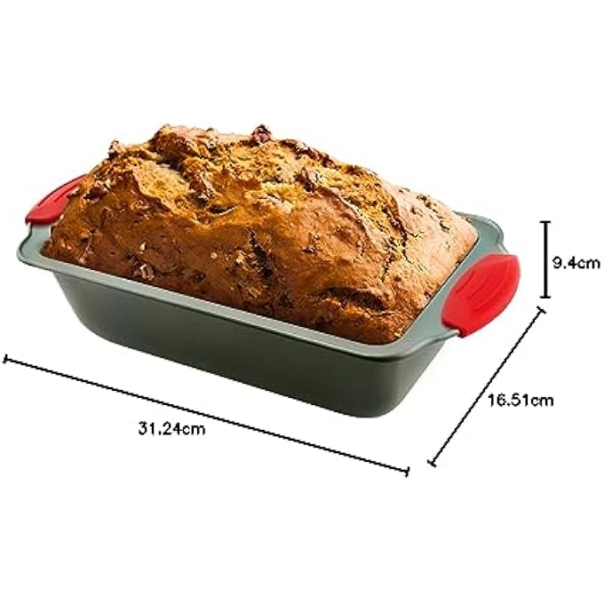 Boxiki Kitchen صينية الخبز للخبز مقلاة رغيف قسط مصنوعة من صينية خبز احترافية من الصلب غير اللاصق مع مقابض سيليكون فولاذية غير لاصقة - Image 3